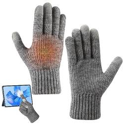 Aytop USB Beheizte Handschuhe Damen und Herren, Voll Finger Handwärmer Winterhand Warme Handschuhe Einstellbarer Temperatur Waschbares Beheizbare Handschuhe Winterhandschuhe für Ski Wandern(Grau) von Aytop