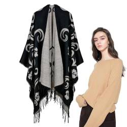 Aznever Kariertes Schal-Cape,Winter Doppelseitiger Schal Poncho - Kaltwetter-Wickel zum Warmhalten für Schule, Treffen, Arbeiten, Reisen, Dating, Zuhause von Aznever