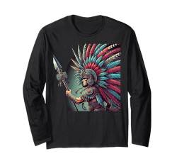 Penachos Aztecas Mexiko Azteken Krieger Kostüm Herren Mexikaner Langarmshirt von Aztec Death Whistle Authentic Aztec Whistle