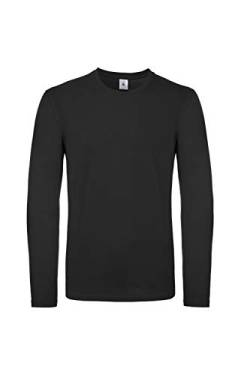 B&C Collection Männer Langarm T-Shirt mit Rundhalsausschnitt Plain Cotton Tee - Schwarz (3XL) von B&C