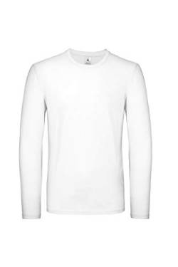 B&C Collection Männer Langarm T-Shirt mit Rundhalsausschnitt Plain Cotton Tee - Weiß (L) von B&C
