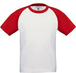 B&C Unisex Baseball T-Shirt Base-Ball /kids White/Red 110-116 (5-6) von B&C