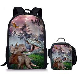 Dinosaurier Schulrucksack Jungen Lunch Bag Set Kinder Rucksack Schultasche Pack und Lunchbox Tasche mit Wasserflaschenhalter, farbe, 5.0cm*10.5cm*20.5cm, federmäppchen von BAAROO