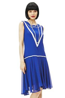 BABEYOND Damen 1920er Jahre inspiriertes Kleid Flapper Kleid Niedrige Taille Kleid Ärmellos Party Chiffon Kleid für Frauen, Blau, Mittel von BABEYOND