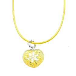 BABYVIVA Halsketten für Frauen, schlichter Schneeflocken-Herz-Anhänger, Halskette, elegantes Halsband, Halsband, Wachsseil, Halsketten, Schlüsselbeinkette, Modeschmuck, Total length 24cm love pendant von BABYVIVA