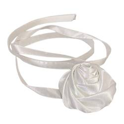 BABYVIVA Halsketten für Frauen, stilvolle Rosenblüten-Halskette, Simulationsblumenband, Halskette, Schlüsselbeinkette, auffälliges Choker-Accessoire, See dimensional drawing, Stoffkunst von BABYVIVA