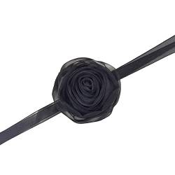 BABYVIVA Halsketten für Frauen, übertriebene Dekorationen, zarte Halskette, romantische Blumenketten, trendiger Schmuck, Schneegarn, Rosen-Halskette, 1.8 m long / 8-9cm long, Netz von BABYVIVA