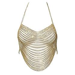 BABYVIVA Mehrschichtige rückenfreie Brustketten, Körperschmuck, Bikini, Strand für Frauen, Neckholder, rückenfreie Brustkette, Recommended weight 80-160 catties, Diamanten von BABYVIVA