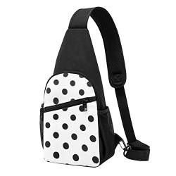 Polka dot Printed Chest Pack Tactical Chest Bag Running Bag Fanny Pack Cycling Chest Pouch, Schwarz , Einheitsgröße von BAFAFA