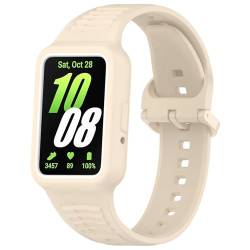 BAIDIYU Armband Kompatibel mit Samsung Galaxy Fit 3, Weiches TPU, Schutzhülle und Uhrenarmband integriert, Ersatzarmband Kompatibel mit Samsung Galaxy Fit 3.(Traumweiß) von BAIDIYU