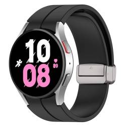 BAIDIYU Armband Kompatibel mit Samsung Galaxy Watch 4, Weiches TPU, Atmungsaktiv, Langlebig, Armband Kompatibel mit Samsung Galaxy Watch 4.(Große silberne Schnalle)(D Schwarz) von BAIDIYU