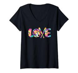 Damen Love Softball Softballspieler Damen Mädchen Kinder T-Shirt mit V-Ausschnitt von Softball Bekleidung Damen Herren Mädchen Jungen