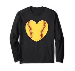 Softball Herz Softballspieler Damen Mädchen Kinder Langarmshirt von Softball Bekleidung Damen Herren Mädchen Jungen