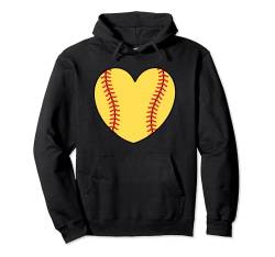 Softball Herz Softballspieler Damen Mädchen Kinder Pullover Hoodie von Softball Bekleidung Damen Herren Mädchen Jungen