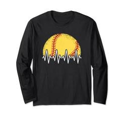 Softball Herzschlag Softballspieler Ball Damen Herren Kinder Langarmshirt von Softball Bekleidung Damen Herren Mädchen Jungen