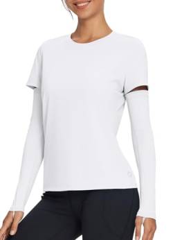 BALEAF Damen Sonnenhemden UPF 50+ UV Kurzarm Oberteile UV-Schutz T-Shirt Weiß L von BALEAF