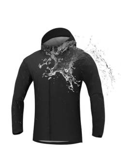 BALEAF Herren Regenjacke Wasserdicht Windbreaker Packbar Atmungsaktiv Leicht Winddicht Regenbekleidung Wandern Laufen Golf Schwarz XXXL von BALEAF