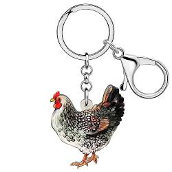 BAMAY Anime Henne Huhn Schlüsselanhänger Acryl Bauernhof Tiere Schmuck Huhn Geschenke für Frauen Mädchen Charms Brieftasche Auto Schlüsselanhänger (Schwarz 309) von BAMAY