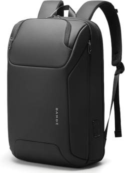 BANGE Business-Laptop-Rucksack für Herren und Damen, 39,6 cm (15,6 Zoll), wasserabweisend, Reise-Smart-Laptop-Rucksack, Handgepäck-Rucksack mit USB-Ladeanschluss, Schwarz , L von BANGE