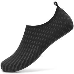 BARFULKER Badeschuhe Damen Herren Wasserschuhe Neoprenschuhe Strandschuh Aquaschuhe Surfschuhe Schwimmschuhe Wassersportschuhe Barfuß Schuhe Leicht Hausschuhe. Schwarz,35 EU von BARFULKER