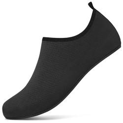 BARFULKER Badeschuhe Damen Herren Wasserschuhe Schnell Trocknend Schwimmschuhe Leicht Aquaschuhe rutschfeste Strandschuhe Surfschuhe Barfußschuhe für Männer Frauen Beach Pool, Schwarz 36/37 EU von BARFULKER