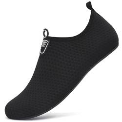 BARFULKER Badeschuhe Damen Herren Wasserschuhe Schwimmschuhe - Atmungsaktiv Aquaschuhe Schnell Trocknend Strandschuhe Surfschuhe für Sport Schnorcheln Pool Yoga, Schwarz, 44 EU von BARFULKER