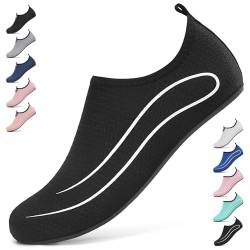 BARFULKER Badeschuhe Damen Wasserschuhe Herren Neoprenschuhe Strandschuhe Aquaschuhe Surfschuhe Schwimmschuhe Wassersportschuhe Leicht Hausschuhe. Schwarz,41 EU von BARFULKER