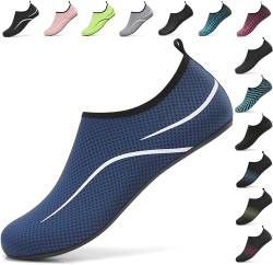 BARFULKER Badeschuhe Wasserschuhe Leicht Damen Schwimmschuhe Herren Schnell Trocknend Aquaschuhe rutschfeste Strandschuhe Surfschuhe Barfußschuhe für Männer Frauen Beach Pool, Dunkelblau 43 EU von BARFULKER