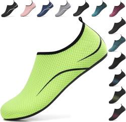 BARFULKER Badeschuhe Wasserschuhe Leicht Damen Schwimmschuhe Herren Schnell Trocknend Aquaschuhe rutschfeste Strandschuhe Surfschuhe Barfußschuhe für Männer Frauen Beach Pool, Grün 38 EU von BARFULKER