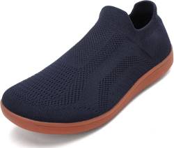 BARFULKER Barfußschuhe Damen Herren Knit Minimalistische Barfuss Schuhe Slip On Sneaker Outdoor Trail Running Walking Schuhe, Dunkelblau 41 EU von BARFULKER