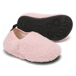 BARFULKER Hausschuh Kinder Jungen Mädchen Winter Weiche Wärme Hüttenschuhe Baby Unisex Socken Pantoffeln Bequem Rutschfeste Kleinkinder Lauflernschuhe Barfußschuhe Slippers(Pink,20/21 EU) von BARFULKER