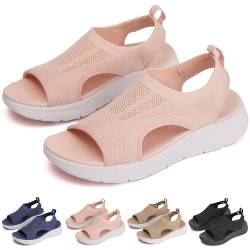 Atmungsaktive orthopädische Damen-Sandalen, Sommer waschbare Slingback orthopädische Rutsche Sport Sandalen Damen,orthopädische Sandalen Mesh atmungsaktive weiche Sohle Freizeitschuhe (37,Rosa) von BAWUTZ