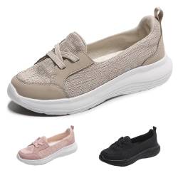 BAWUTZ Bequeme orthopädische Wanderschuhe für Damen,atmungsaktive Low-Top-Sneaker mit weicher Sohle und Rutschfestigkeit mit Fußgewölbeunterstützung und Rutschfestigkeit (Aprikose,43) von BAWUTZ