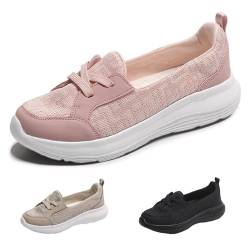 BAWUTZ Bequeme orthopädische Wanderschuhe für Damen,atmungsaktive Low-Top-Sneaker mit weicher Sohle und Rutschfestigkeit mit Fußgewölbeunterstützung und Rutschfestigkeit (Rosa,42) von BAWUTZ