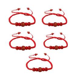 BBASILIYSD 2025 New Year Snake Red String Bracelet, Chinese Bracelet Handmade Woven String Chinese Bracelet, Agate Red Red Beads A von BBASILIYSD