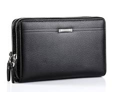 BBJMTCJTZ Weixier Herren Leder Handtaschen Geldbörse High Degree Leder Geldbörsen für Männer, Schwarz, Geldklammer Geldbörse von BBJMTCJTZ