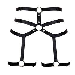 Damen Body Harness Punk Strumpfband Bein Taille Tanz Elastisch Gothic Karneval Zubehör (Schwarz) von BBOHSS