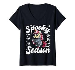 Damen Einhorn Boo Mummie Trick or Treat Halloween Kostüm T-Shirt mit V-Ausschnitt von BCC Halloween Shirts