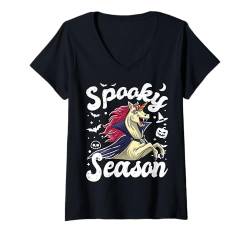 Damen Einhorn Boo Vampir Trick or Treat Halloween Kostüm T-Shirt mit V-Ausschnitt von BCC Halloween Shirts