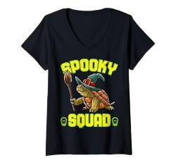 Damen Schildkröte Boo Hexe Trick or Treat Halloween Kostüm T-Shirt mit V-Ausschnitt von BCC Halloween Shirts