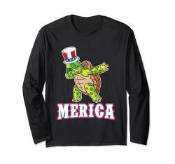 Dabbing Turtle Dab For Freedom Schildkröte 4th of July USA Langarmshirt von BCC Patriotic USA Shirts & 4th of July Geschenke