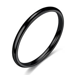 BCughia Eheringe, Ringe Edelstahl Frauen Schwarz Rostfreier Stahl 2mm Bequemes Passformdesign Jubiläum Ringe Damen Größe 52(16.6) von BCughia