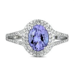 BCughia Silber Ringe Damen, Verlobungsring Frau Silber 925 Oval Form Lavendel Lila Zirkonia Ringe Größe 49 (15.6) von BCughia