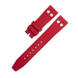 BDNJN 20 mm naturfarbenes Fluorkautschuk-FKM-Gummi mit Nietenarmband für IWC-Armband Big Pilot Mark Portugieser Weiches Armband(Red,21MM) von BDNJN