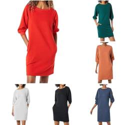 Freizeitkleid Damen Bluse Kleid Unifarben Kurzarm Midikleid A-Linie Rundhalsausschnitt Musselin Kleid Damen Luftige Boho Strandkleider Tunika Kleider Leicht Tunika Freizeitkleider für Frauen von BDOZQY