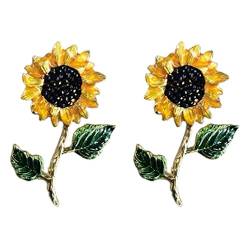 Sonnenblumenbrosche Kristallblume Pin glänzender floraler Strassschmuck für Kleidung 2pcs, Sonnenblumennadel für Frauen von BEAHING