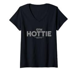 Damen Gym Hottie graue Schrift Fitness Workout Frauen Gym Training T-Shirt mit V-Ausschnitt von BEAST ON