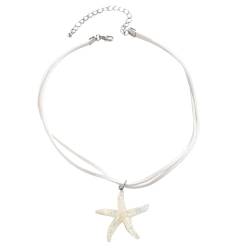 BEBIKR Modische Halskette mit großem Seestern-Anhänger, einfacher Choker, einfacher Charm, Halskette, weißes Seil, Schlüsselbeinkette, Partyschmuck, Sonstige von BEBIKR