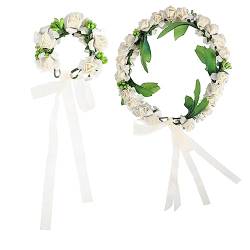 BELLIFFY 2St Mädchen Stirnband Kranz Hochzeit Bräute Blumenmädchen Kopf Kranz artificial flower sztuczne kwiaty Hochzeitsdekoration Blumengirlande Blumenschmuck für Frauen Blumenkrone von BELLIFFY