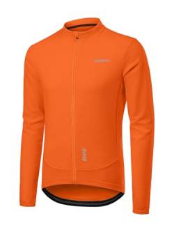 BERGRISAR Herren Fahrradtrikot Radtrikot Langarm für Frühling Herbst Rennrad MTB Mountainbike Trikots, Orange, XL von BERGRISAR